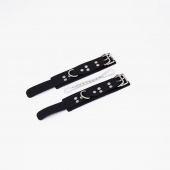 Черные кожаные наручники с регулируемыми ремешками - Crazy Handmade - купить с доставкой в Домодедово