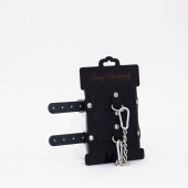 Черные кожаные оковы с хромированной фурнитурой - Crazy Handmade - купить с доставкой в Домодедово