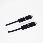 Черные кожаные оковы с хромированной фурнитурой - Crazy Handmade - купить с доставкой в Домодедово