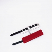 Бело-красные кожаные наручники - Crazy Handmade - купить с доставкой в Домодедово