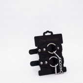 Черные кожаные оковы с кольцом - Crazy Handmade - купить с доставкой в Домодедово