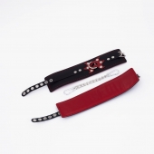 Черные кожаные оковы с красным декором и строчкой - Crazy Handmade - купить с доставкой в Домодедово