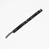 Черный кожаный ошейник с золотистой фурнитурой - Crazy Handmade - купить с доставкой в Домодедово