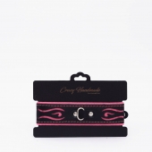 Черно-розовый кожаный ошейник с розовой строчкой - Crazy Handmade - купить с доставкой в Домодедово