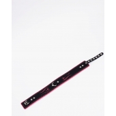 Черно-розовый кожаный ошейник с розовой строчкой - Crazy Handmade - купить с доставкой в Домодедово