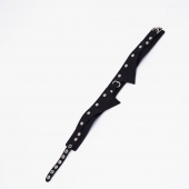 Черный однослойный кожаный ошейник с имитацией воротничка - Crazy Handmade - купить с доставкой в Домодедово