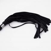 Черный кожаный флоггер со стальной ручкой - 45 см. - Crazy Handmade - купить с доставкой в Домодедово