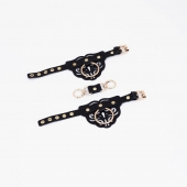 Черные наручники с золотистой фурнитурой - Crazy Handmade - купить с доставкой в Домодедово
