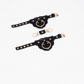 Черные наручники с золотистой фурнитурой - Crazy Handmade - купить с доставкой в Домодедово