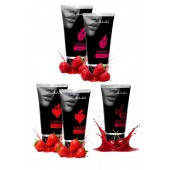 Набор из 5 съедобных лубрикантов JUJU (клубника х 2, малина х 2, вишня) - JuJu - купить с доставкой в Домодедово