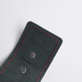 Черные кожаные наручники с красной строчкой - Crazy Handmade - купить с доставкой в Домодедово