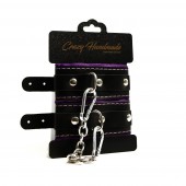 Черно-фиолетовые скругленные наручники с мягкой подкладкой - Crazy Handmade - купить с доставкой в Домодедово