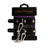 Черно-фиолетовые скругленные наручники с мягкой подкладкой - Crazy Handmade - купить с доставкой в Домодедово