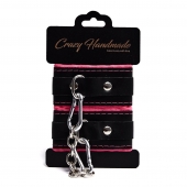 Черно-розовые скругленные наручники с мягкой подкладкой - Crazy Handmade - купить с доставкой в Домодедово