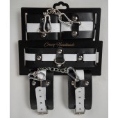 Набор фиксаторов из черной и белой натуральной кожи - Crazy Handmade - купить с доставкой в Домодедово