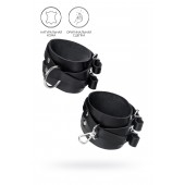 Черные кожаные оковы с двумя перекрёстными ремешками - Pecado - купить с доставкой в Домодедово