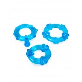 Набор из 3 синих эрекционных колец с различным рельефом - Erowoman-Eroman - в Домодедово купить с доставкой