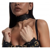 Черный ажурный чокер с золотистой фурнитурой - Crazy Handmade - купить с доставкой в Домодедово