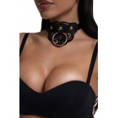 Черный чокер с клепками и золотистой фурнитурой - Crazy Handmade - купить с доставкой в Домодедово