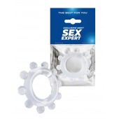 Прозрачное эрекционное кольцо со стимулирующими шариками - Sex Expert - в Домодедово купить с доставкой