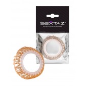 Эрекционное кольцо с бежевыми «ресничками» - Sextaz - в Домодедово купить с доставкой