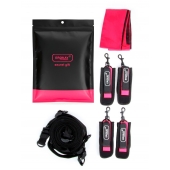 Черно-розовый эротический набор: фиксатор, оковы, наручники, повязка - Erokay - купить с доставкой в Домодедово