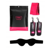 Черно-розовый эротический набор: маска, наручники и повязка - Erokay - купить с доставкой в Домодедово