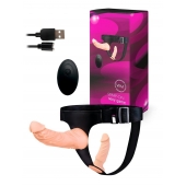 Женский страпон с 2 насадками, вибрацией и пультом ДУ - Erowoman-Eroman - купить с доставкой в Домодедово