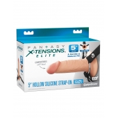 Телесный пустотелый фаллопротез 5’’ Hollow Silicone Strap-On - 14 см. - Pipedream - купить с доставкой в Домодедово