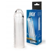 Прозрачная закрытая насадка на пенис с ребрышками - 16 см. - Sex Expert - в Домодедово купить с доставкой