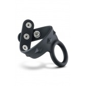 Черное эрекционное кольцо с подхватом мошонки на кнопках VS6 - Blush Novelties - в Домодедово купить с доставкой