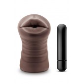 Коричневый мастурбатор-ротик Krystal Vibrating Masturbator - Blush Novelties - в Домодедово купить с доставкой