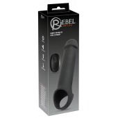 Черная вибронасадка для пениса с хомутом для мошонки и пультом ДУ Remote Controlled Penis Extension - Orion - в Домодедово купить с доставкой