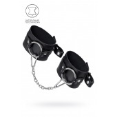 Черные оковы из толстой кожи с люверсами - Pecado - купить с доставкой в Домодедово