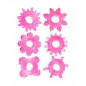 Набор из 6 розовых эрекционных колец с различным рельефом - Erowoman-Eroman - в Домодедово купить с доставкой