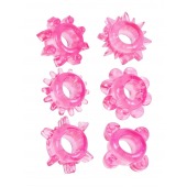 Набор из 6 розовых эрекционных колец с различным рельефом - Erowoman-Eroman - в Домодедово купить с доставкой