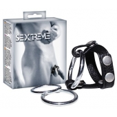 Подхват для мошонки с 3 съемными эрекционными кольцами Leder-Riemen - Orion - в Домодедово купить с доставкой