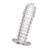 Гелевая прозрачная насадка c шипами - 12 см. - Toyfa Basic - в Домодедово купить с доставкой