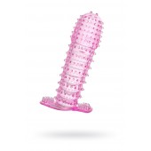 Гелевая розовая насадка с шипами - 12 см. - Toyfa Basic - в Домодедово купить с доставкой