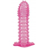 Гелевая розовая насадка с шипами - 12 см. - Toyfa Basic - в Домодедово купить с доставкой
