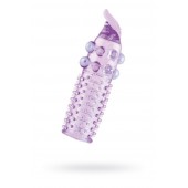 Гелевая фиолетовая насадка с шариками, шипами и усиком - 11 см. - Toyfa Basic - в Домодедово купить с доставкой