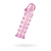 Гелевая розовая насадка на фаллос с шипами - 12 см. - Toyfa Basic - в Домодедово купить с доставкой