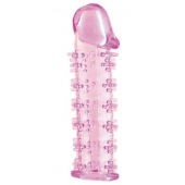 Гелевая розовая насадка на фаллос с шипами - 12 см. - Toyfa Basic - в Домодедово купить с доставкой
