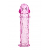 Гладкая розовая насадка с усиками под головкой - 12,5 см. - Toyfa Basic - в Домодедово купить с доставкой