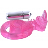 Розовая вибронасадка со стимулятор клитора   Язычок - Toyfa Basic - в Домодедово купить с доставкой