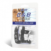 Утяжка на пенис на замочке Duo Cock And Ball Lock - BlueLine - купить с доставкой в Домодедово