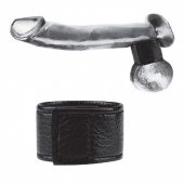 Чёрная утяжка на мошонку 1  Velcro Ball Stretcher - BlueLine - купить с доставкой в Домодедово