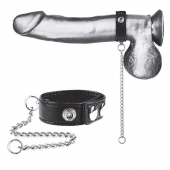 Утяжка на пенис с поводком Snap Cock Ring With 12  Leash - BlueLine - купить с доставкой в Домодедово