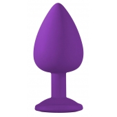 Большая фиолетовая анальная пробка Emotions Cutie Large с голубым кристаллом - 10 см. - Lola Games - купить с доставкой в Домодедово