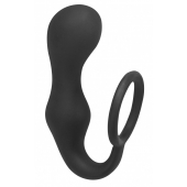 Чёрное эрекционное кольцо с анальной пробкой Double Pleasure Anal Plug - Lola Games - в Домодедово купить с доставкой